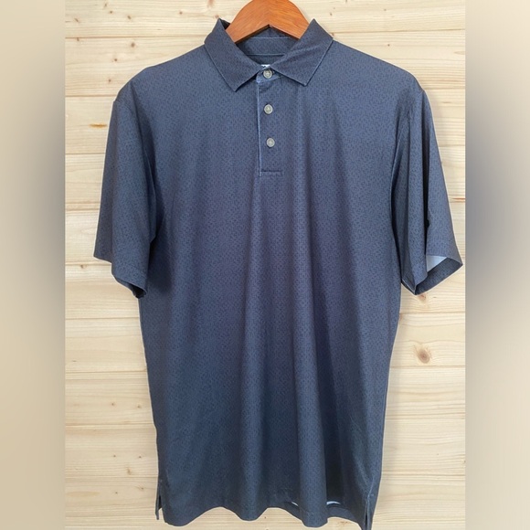 Men's Small GRAND SLAM 360 Motion Flow Dark Gray & Blue Pattern Performance Polo - Picture 1 of 7